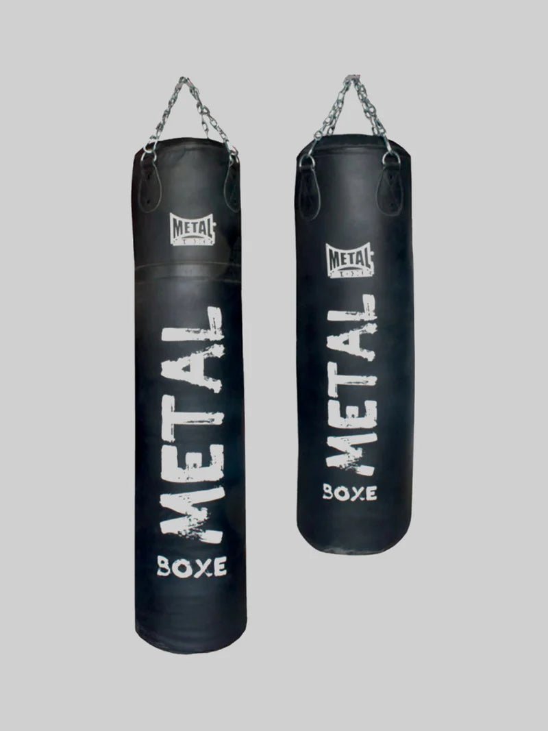 Metal Boxe Heracles punching bag in black buffalo leather: comparison between the 120 cm (35 kg) and 160 cm (45 kg) versions