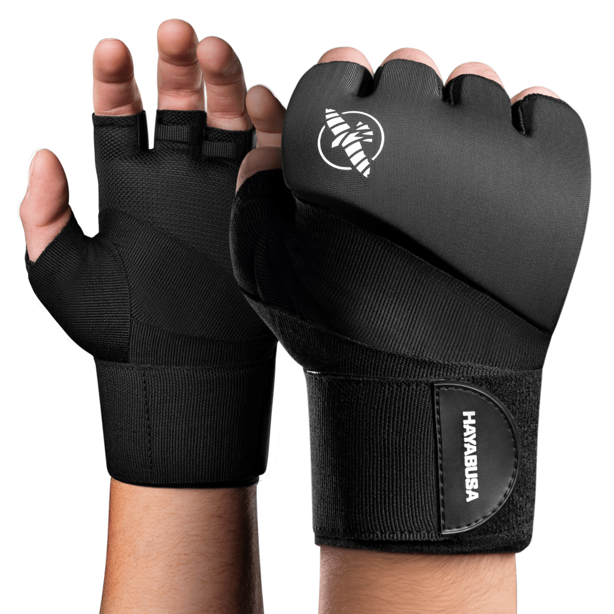 一对黑色 Hayabusa Elite Quick Wraps 内衬,带衬垫和集成带