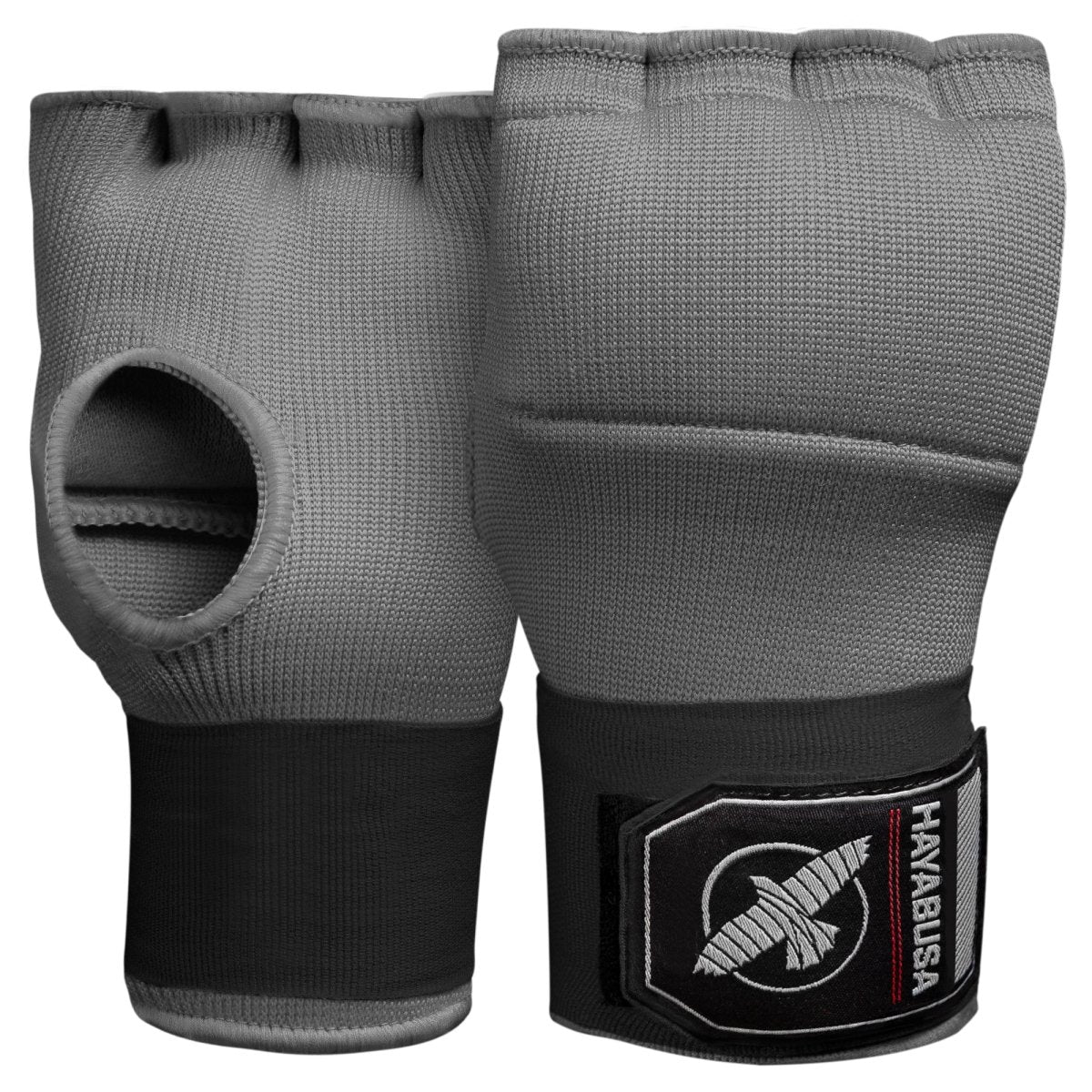 Pair of gray Hayabusa Quick Wraps gel liners, front view