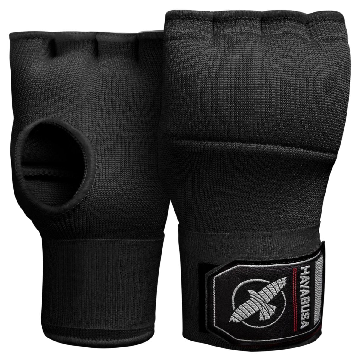 Pair of black Hayabusa Quick Wraps gel liners, front view