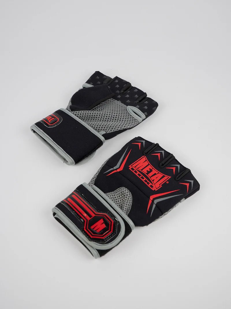 Pair of professional black Metal Boxing Extrem Gel liner gloves for sparring