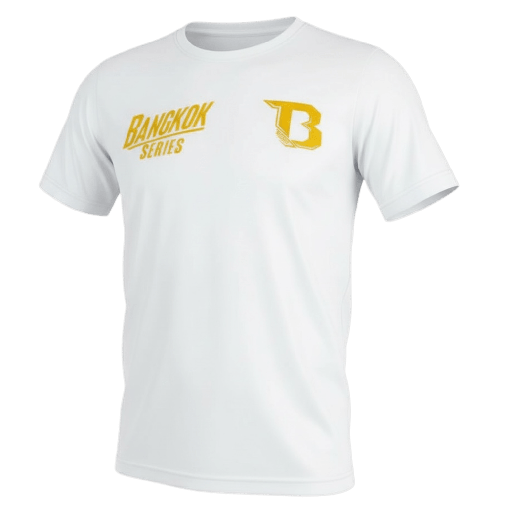 Detail grafis Thai T Shirt Booster Bangkok berwarna putih