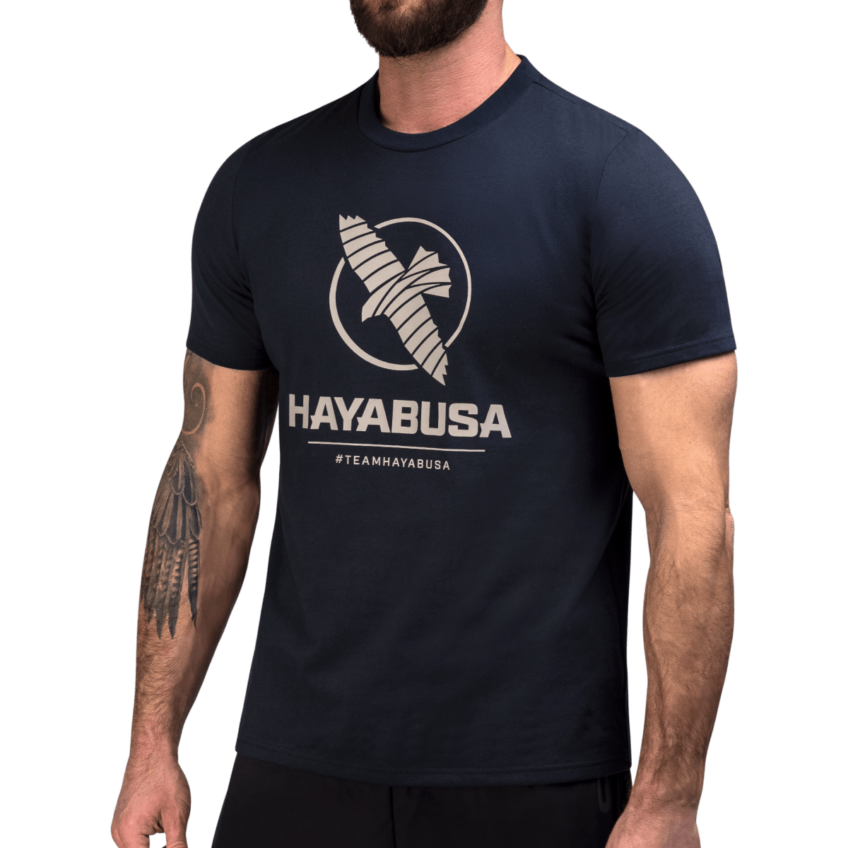 Front view of the midnight blue Hayabusa Men's VIP t-shirt with front print