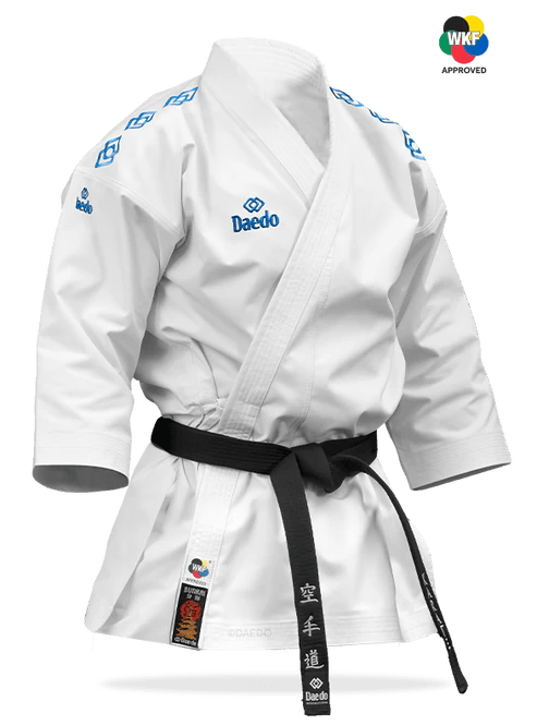Karate Daedo Kata Premier League uniform set with double jacket and trousers.