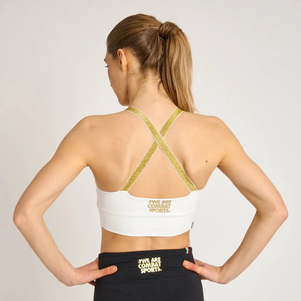Rückansicht des weißen Leone DNA-Tops mit atmungsaktivem Cool Spandex-Stoff