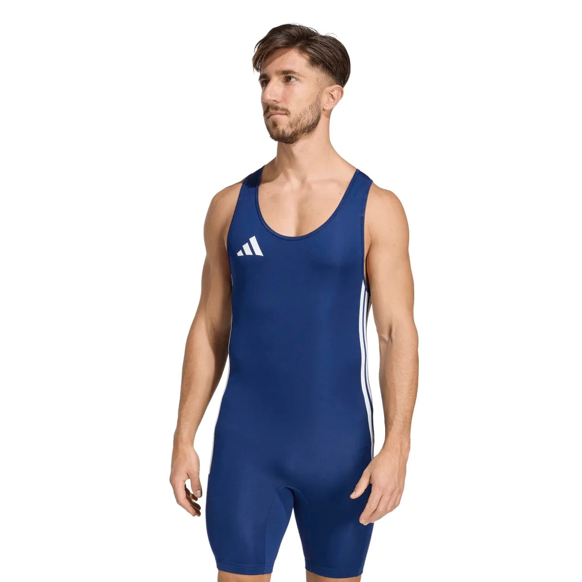 Adidas Powerlift WL Suit modrý přední pohled na vzpírání.