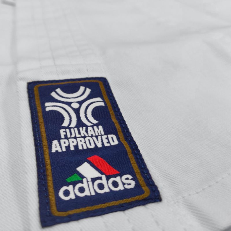 Karateanzug Adidas zugelassen von Fijlkam K200 mit weißem Gürtel