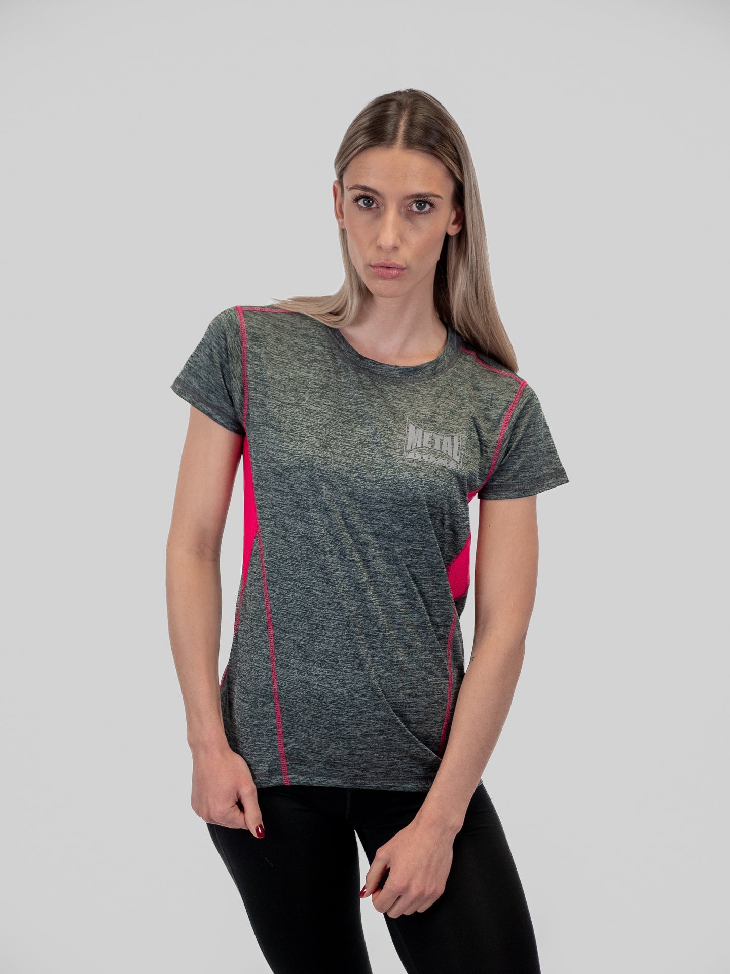 T-Shirt tecnica donna Metal Boxe Gray Fuchsia