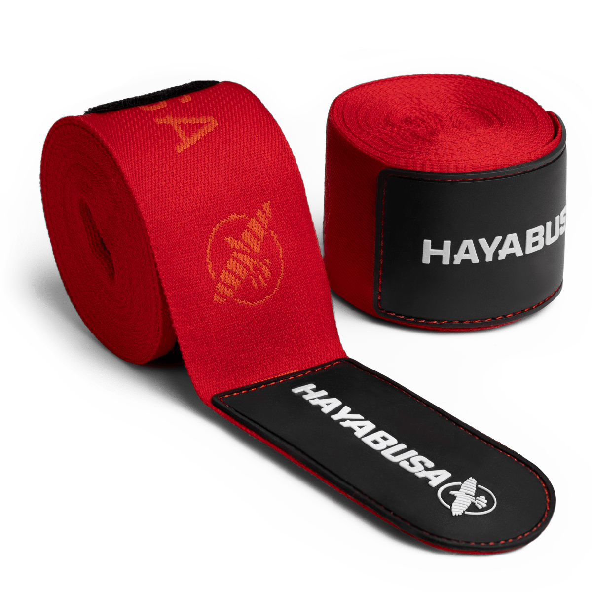 Par de bandagens profissionais vermelhas Hayabusa Deluxe enroladas em 4,5 metros