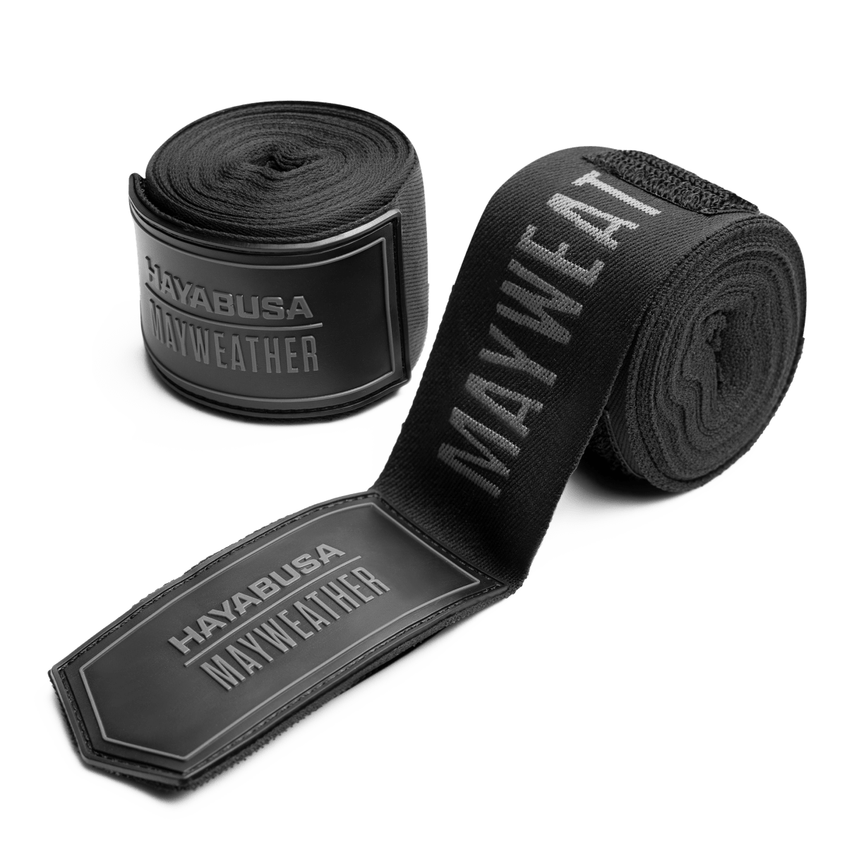 Par de vendas de boxeo Mayweather de lujo de 180 pulgadas, color negro y gris, enrolladas, vista principal
