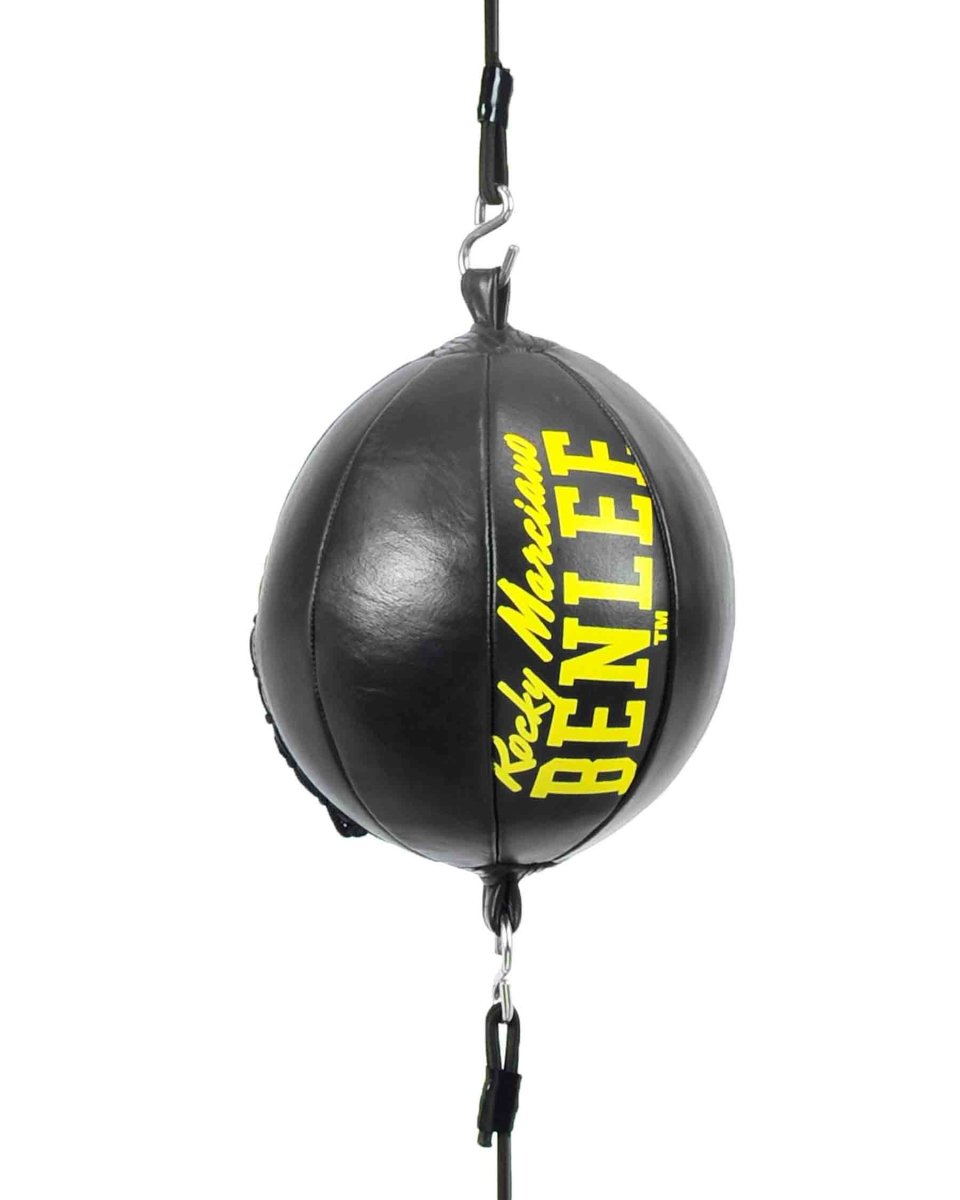 Ballon terre-ciel BenLee Rocky Marciano Target en cuir noir et logos jaunes