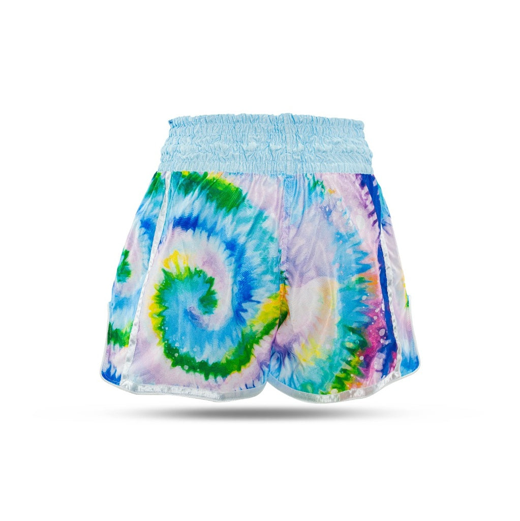 Pantaloncini Muay Thai BOOSTER Swing - Celeste/Bianco - Grafica Sublimata