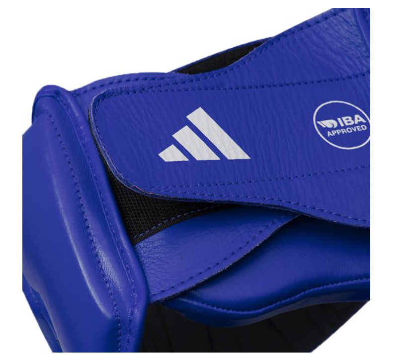 casco da pugilato Adidas approvato per le gare dilettantistiche.Colore blu,chiusura con doppio velcro sul retro