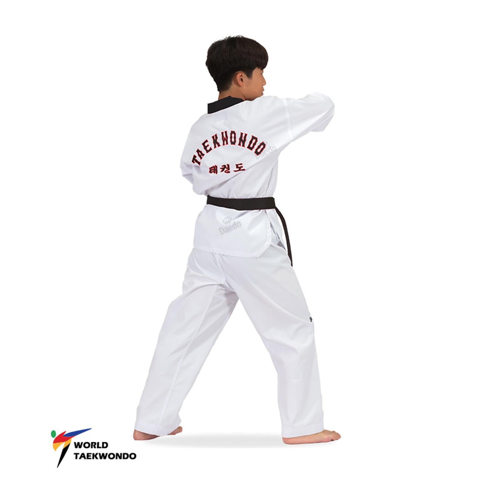 Taekwondo-Anzug DAEDO Schwarzer Kragen Retro-Druck