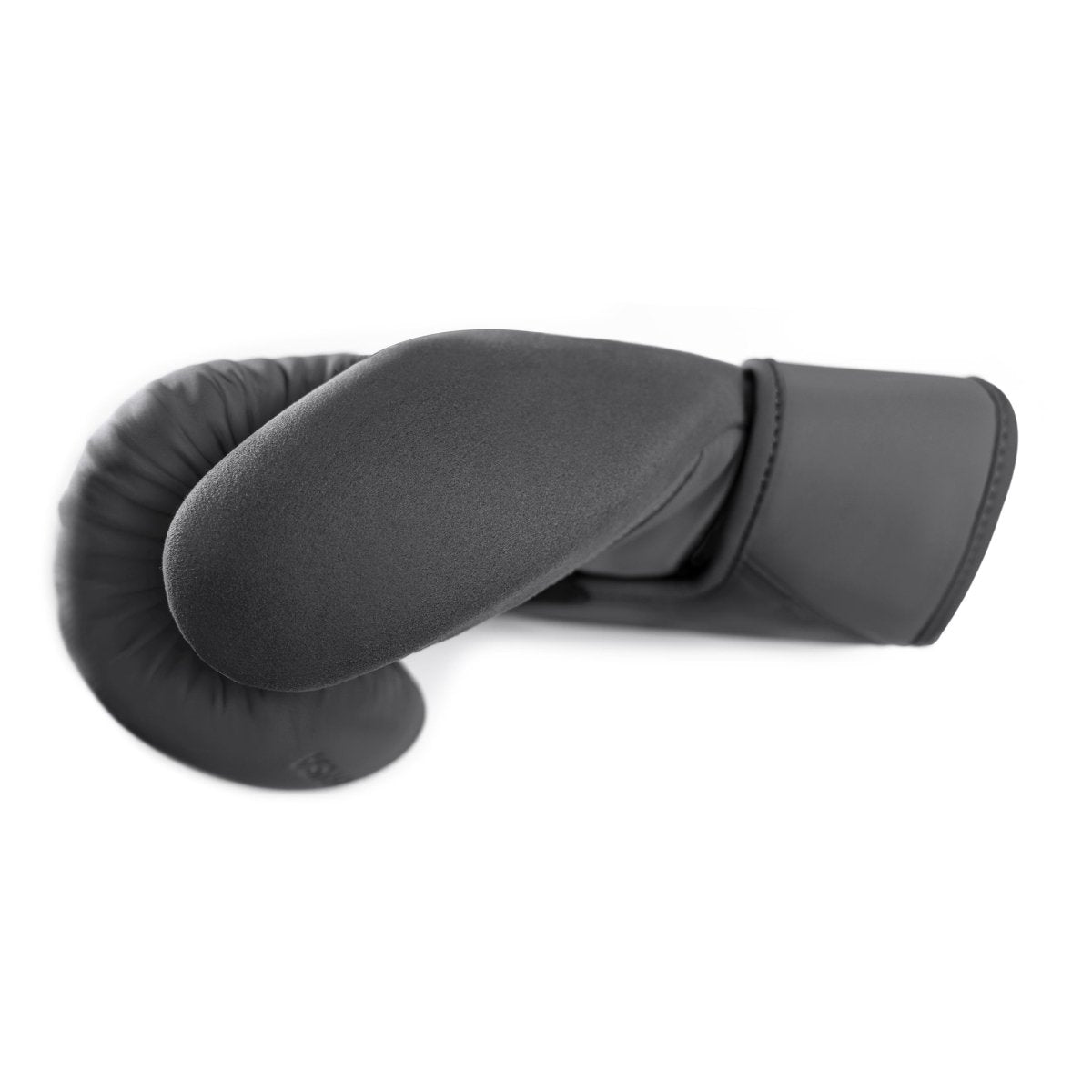 Detalhe do sistema de fechamento Dual-X nas luvas de boxe cinza Hayabusa T360