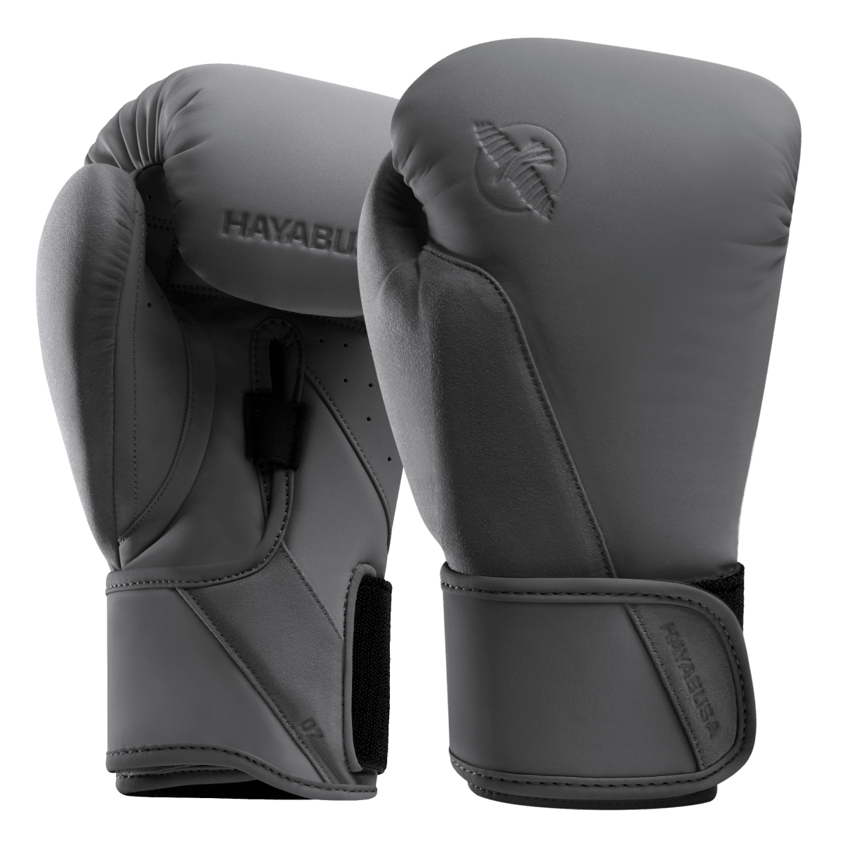Luvas de boxe Hayabusa T360 cinza antracite vistas de frente em close-up