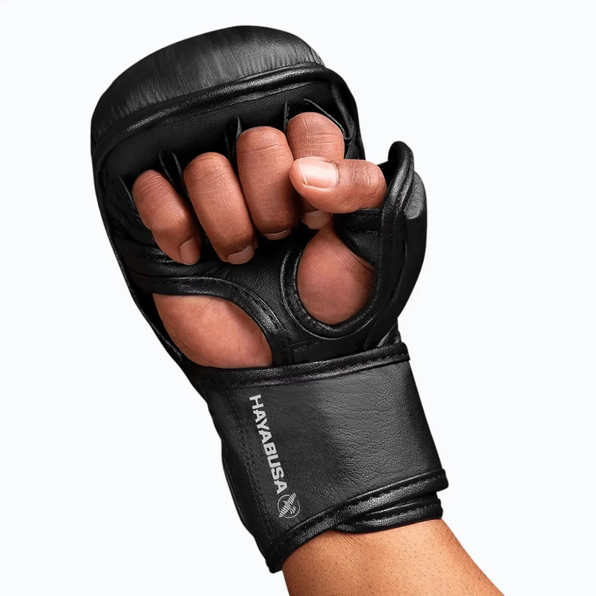 View of the palm with Y-Volar design of the black T3 Hybrid gloves for total control during grappling phases.