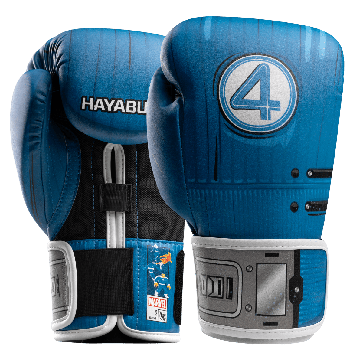Pair of Hayabusa Marvel Classic Fantastic Four blue boxing gloves with official logo