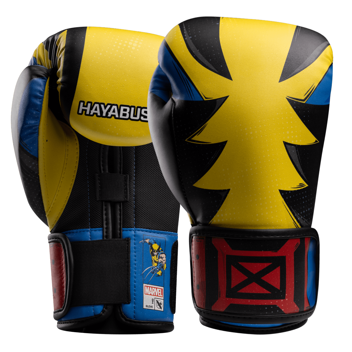 Pair of Hayabusa Marvel Classic Wolverine yellow and black boxing gloves