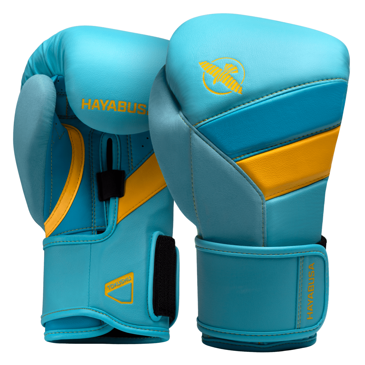 Guantoni azzurri con dettagli giallo neon Hayabusa T3.