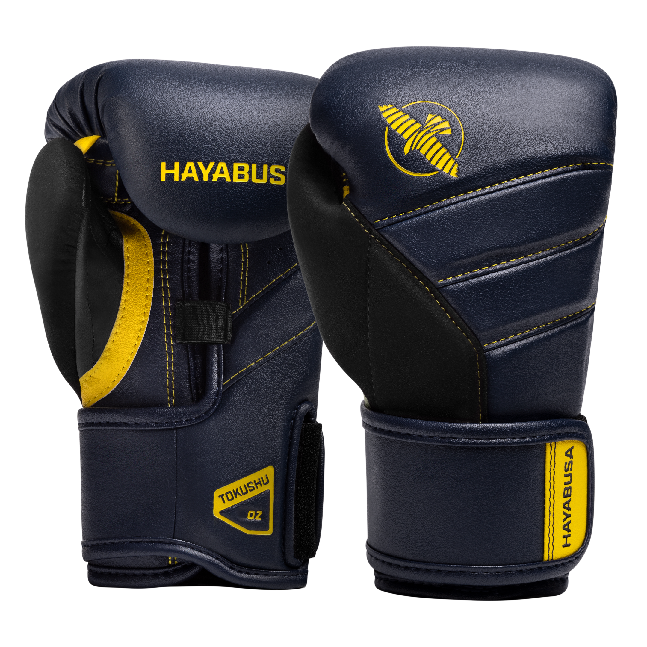 Coppia di guantoni blu navy con dettagli gialli Hayabusa T3 per bambini
