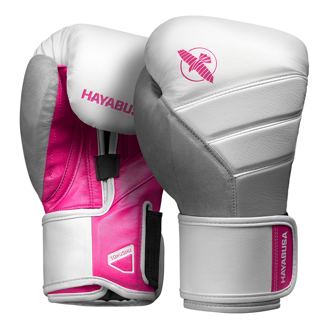 Coppia di guantoni bianchi con finiture rosa Hayabusa T3