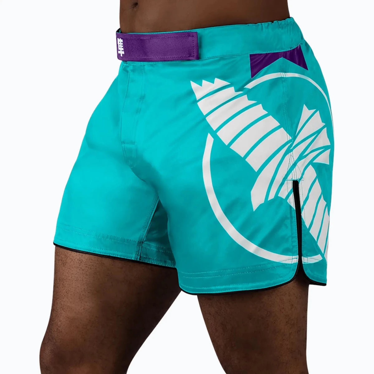 Turquoise shorts Hayabusa Icon Mid-Thigh front view modern style.