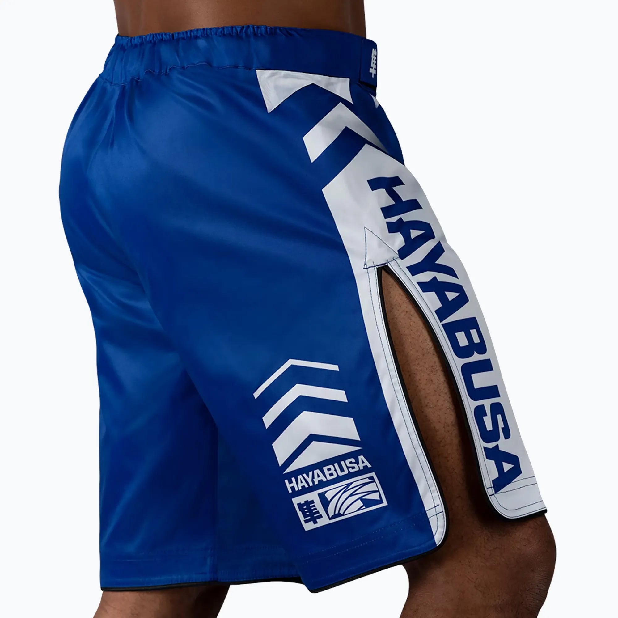 Design posteriore pantaloncini blu Hayabusa Icon alta resistenza.