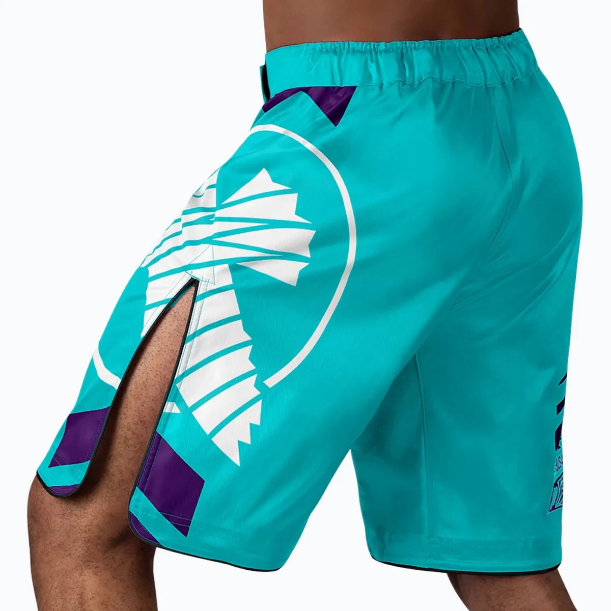 Diseño lateral ergonómico Hayabusa Icon turquesa para luchador.