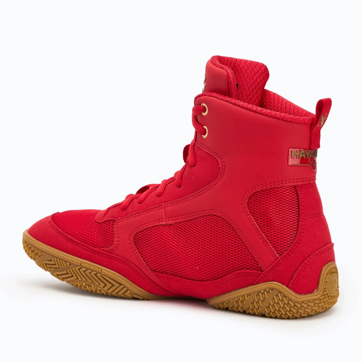 Detailliert atmungsaktive Materialien Hayabusa Pro rote Boxschuhe.