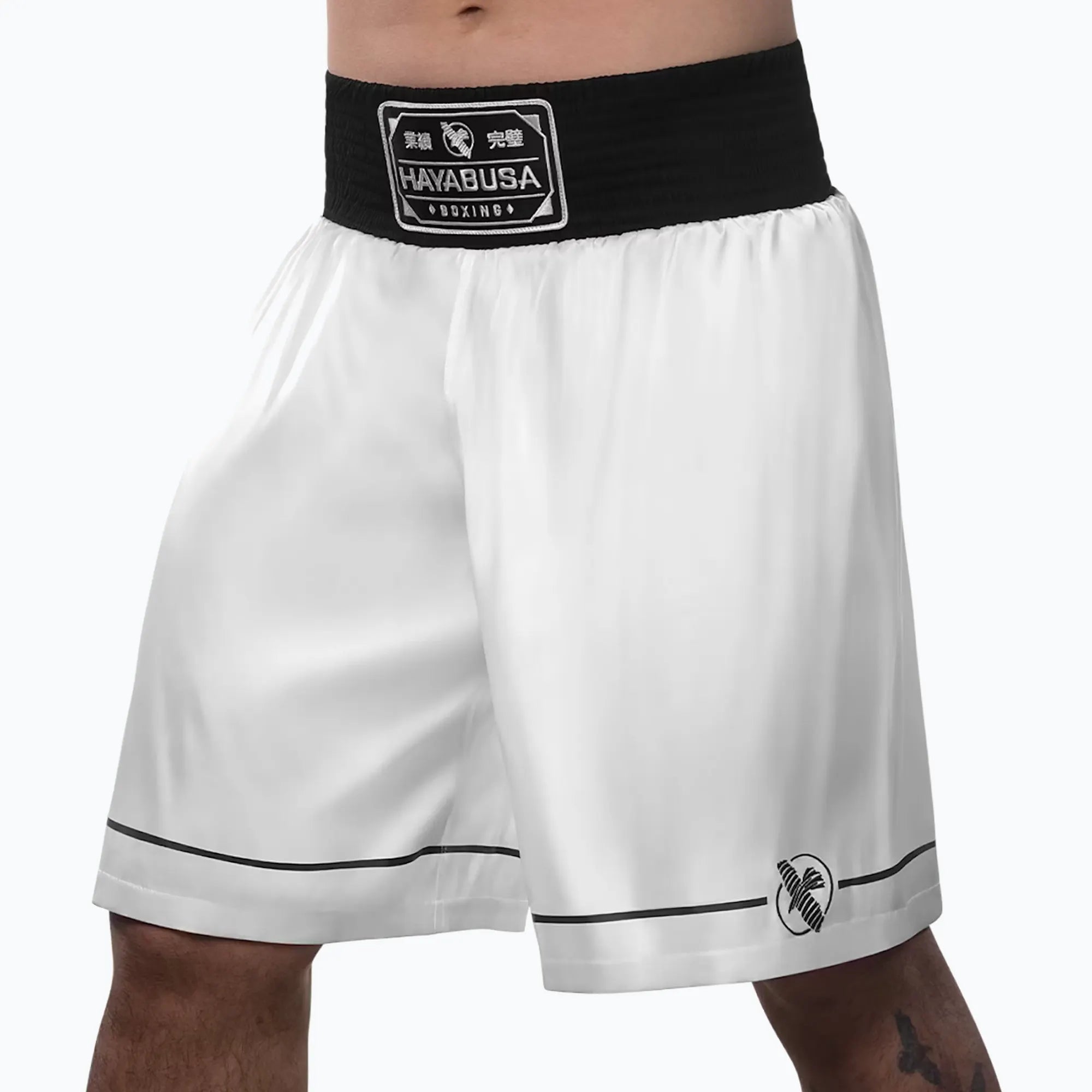 Pantaloncini boxe Hayabusa bianco fronte
