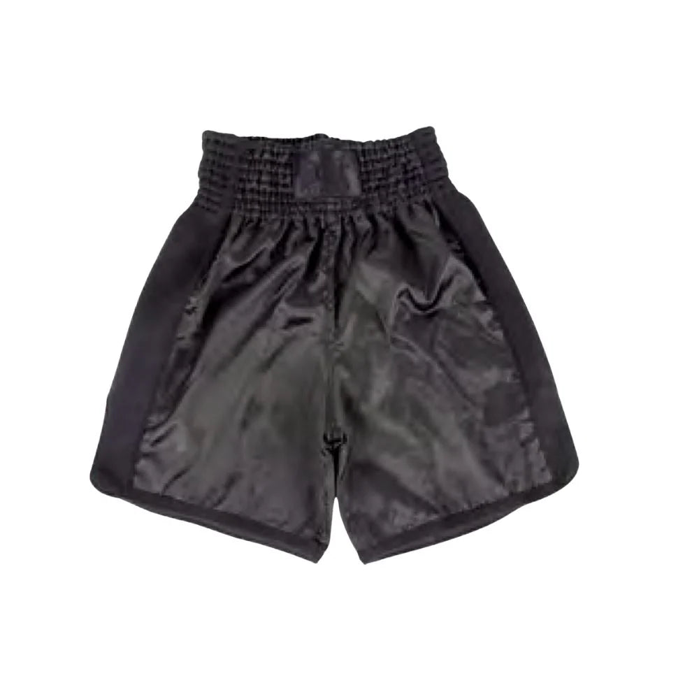 Vista frontale pantaloncini boxe inglese Metal Boxe Extrem neri in poliestere