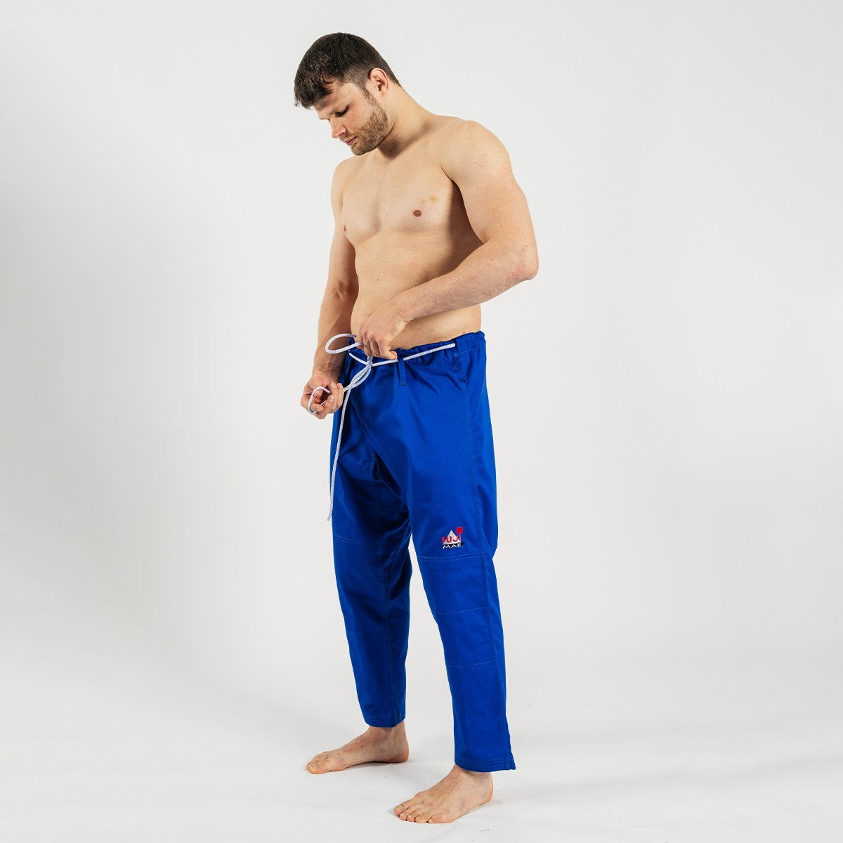 Pantalon de judo bleu à laçage traditionnel