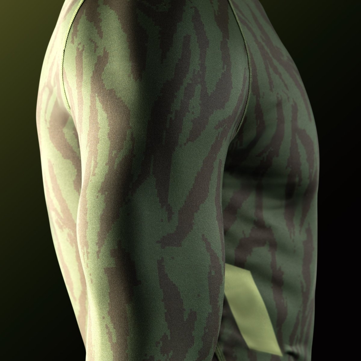 Detail of the sleeve of the green Hayabusa Apex rash guard, detail of the anti-abrasion material