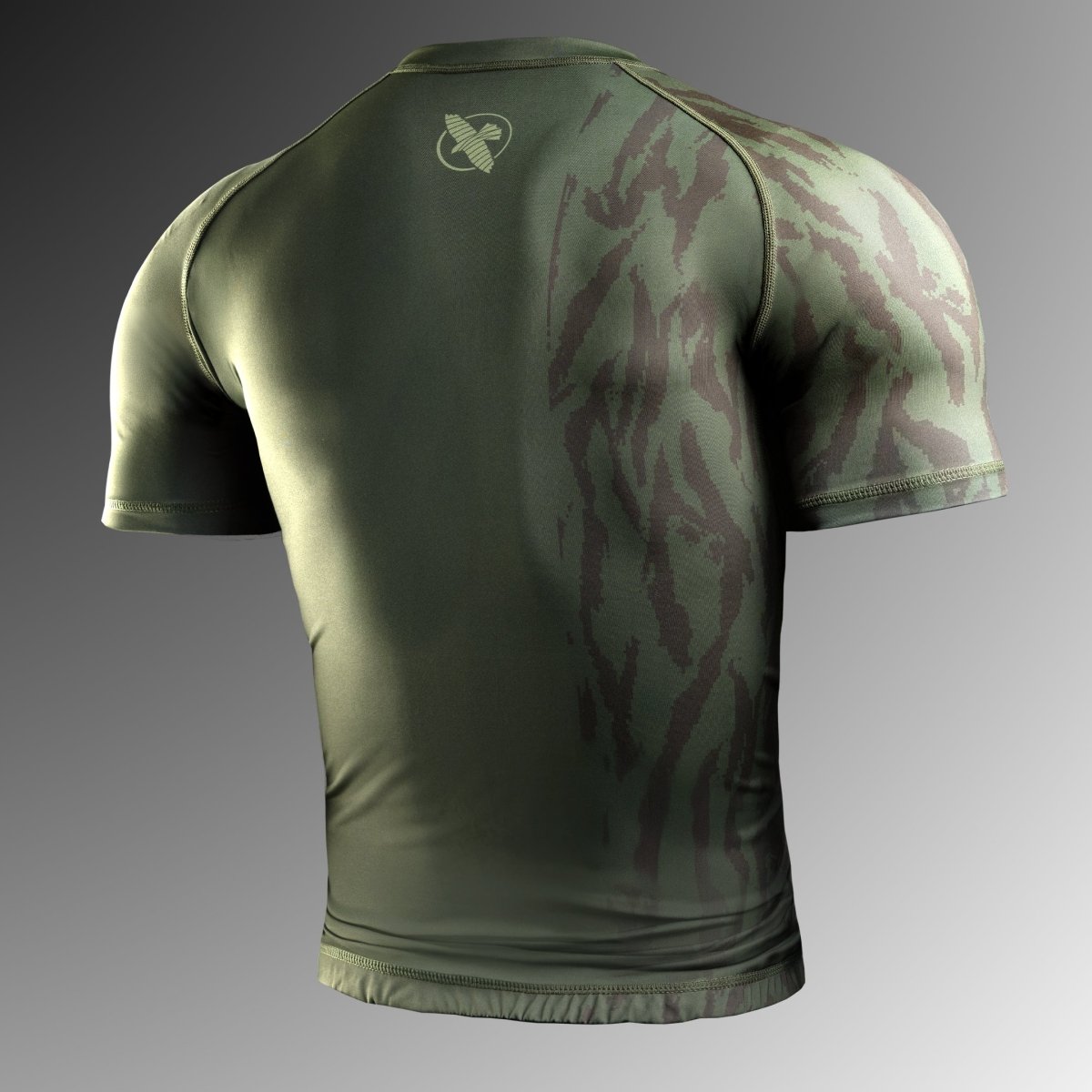 Rear view of the green Hayabusa Apex rash guard