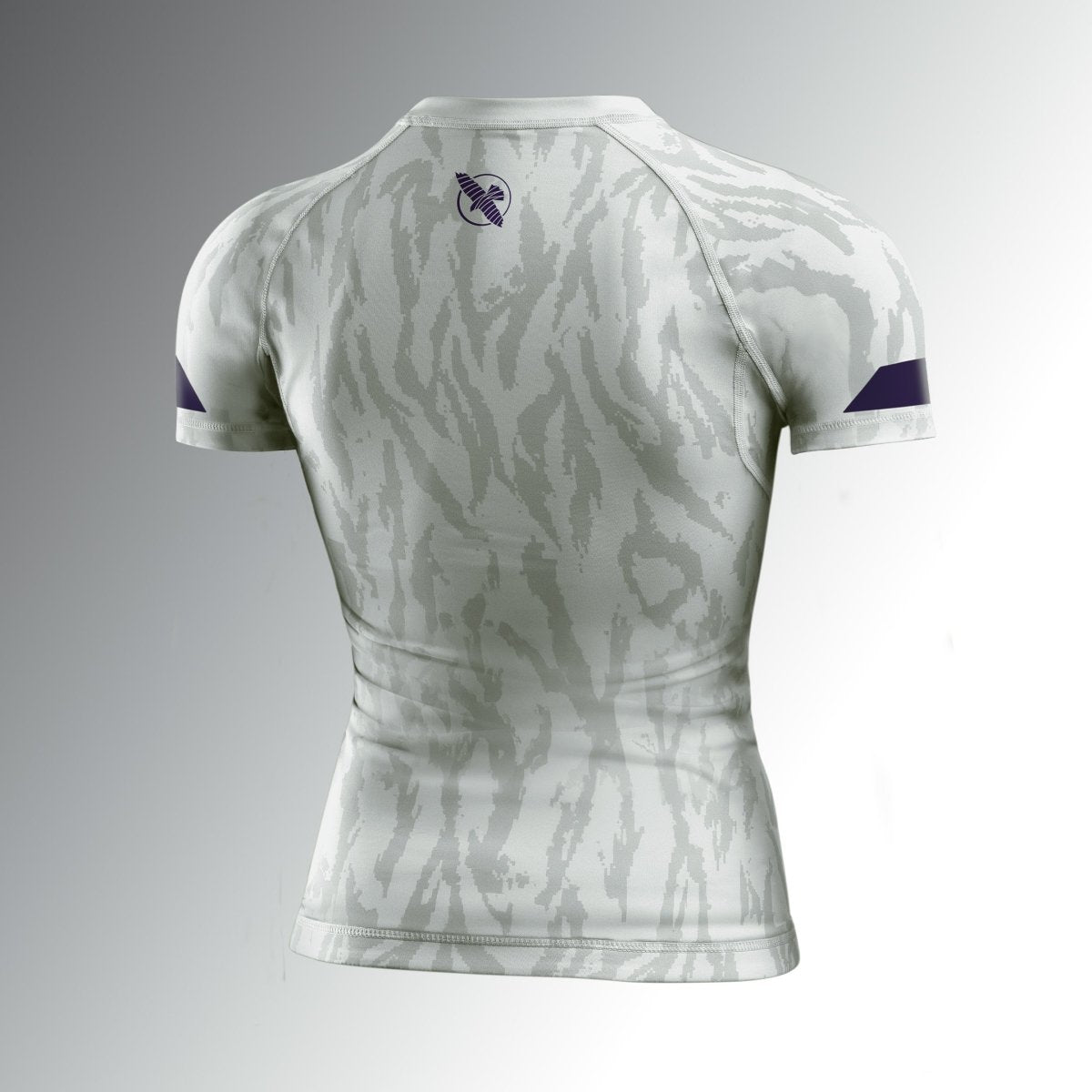 Rear view of the beige Hayabusa Apex women's rashguard, ergonomic design and advanced protection