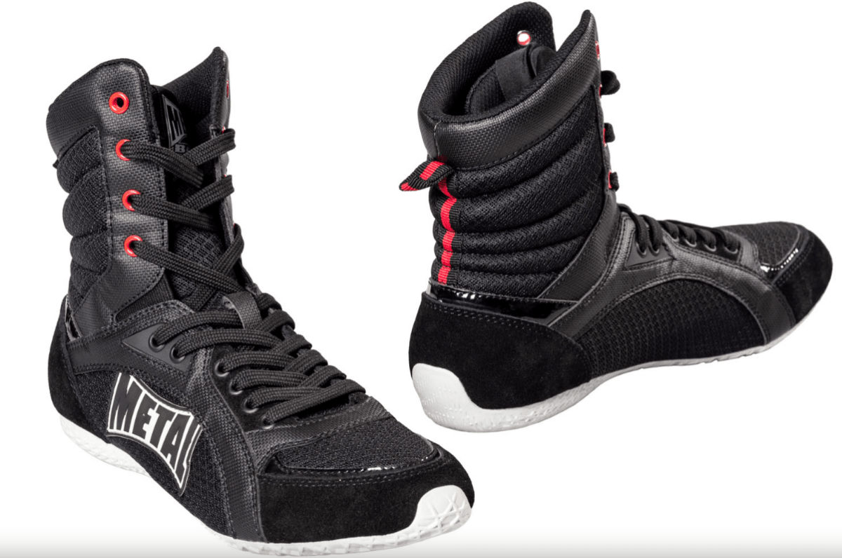 Paio di scarpe alte Metal Boxe Viper IV nere per boxe inglese